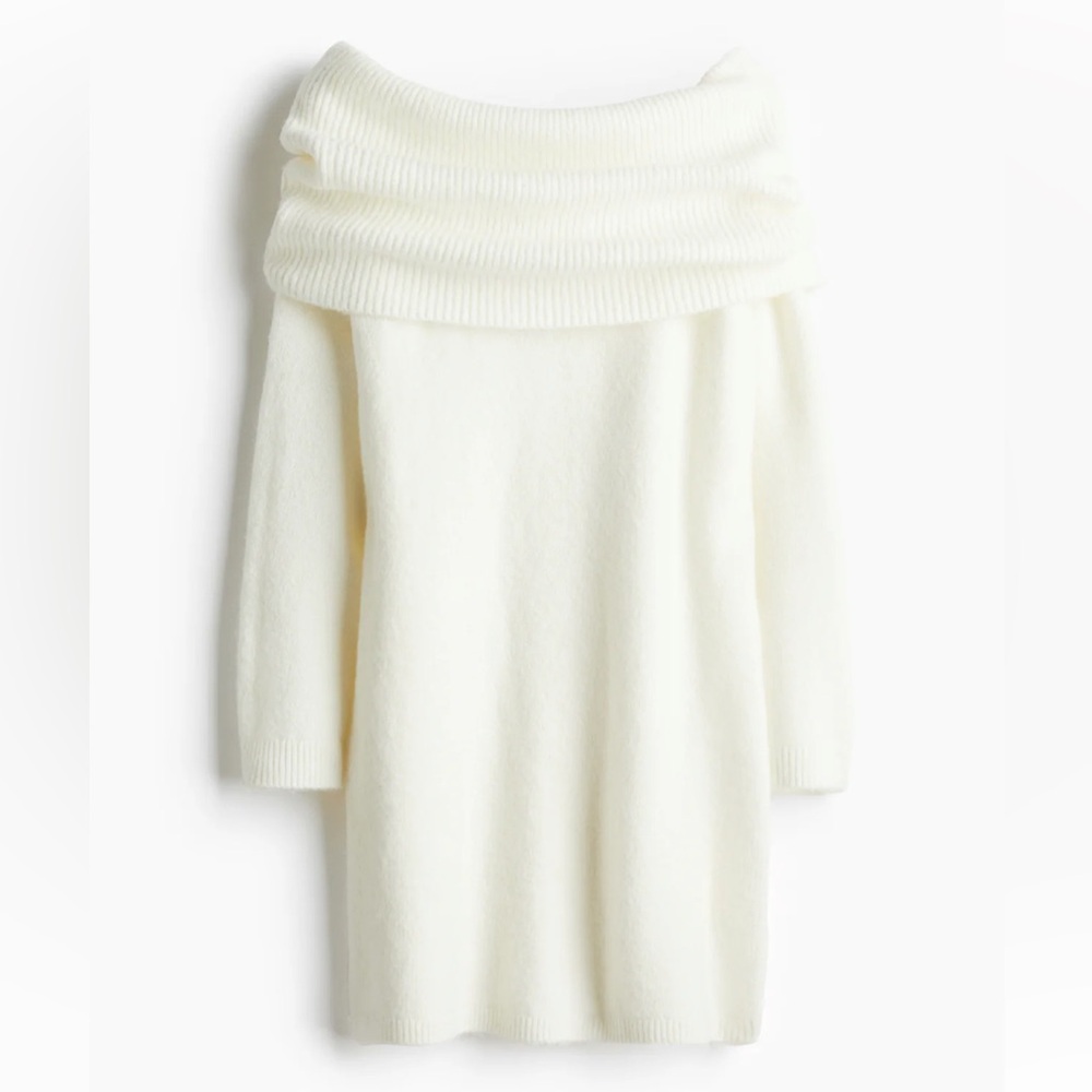 Off-Shoulder Knit Sweater Dress